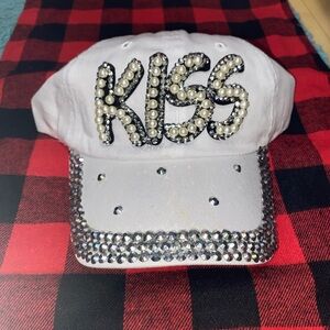 White “KISS” Studded Baseball Cap